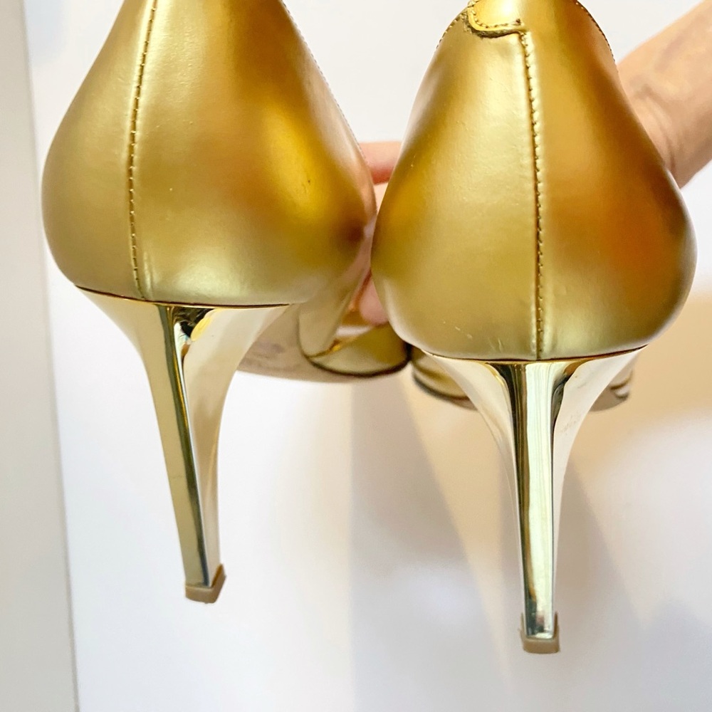 JIMMY CHOO METALLIC GOLD POINTED TOE METAL HIGH HEEL PUMPS - Picture 4 of 13